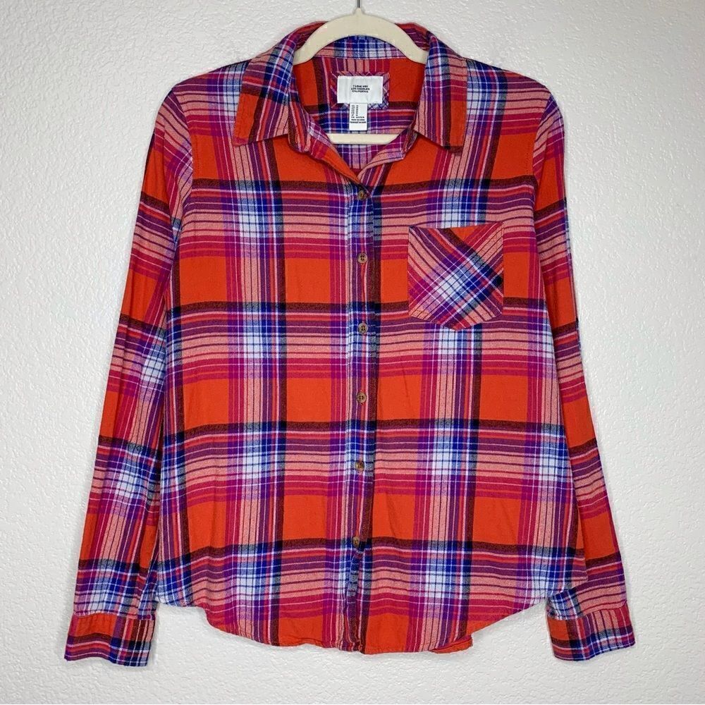 I Love H81 Los Angeles Women’s Flannel Long Sleeves Button Down Shirt, Sz Medium